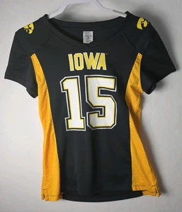 Iowa Hawkeye Womens #15 Jersey Size Small Black Gold Mesh Sides Rivalry Threads - Picture 1 of 8