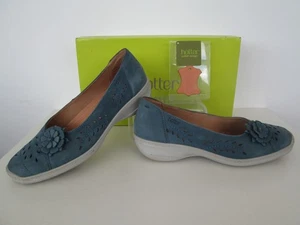 HOTTER MEXICO STD LADIES BLUE NUBUCK LEATHER SLIP ON SHOES UK 5.5 EU 38.5 - Picture 1 of 15