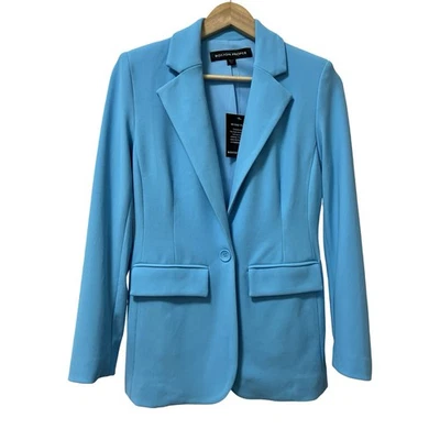 Boston Proper Womens Beyond Travel Classic Boyfriend Blazer  Size 4 Blue Stretch - Image 1 of 4