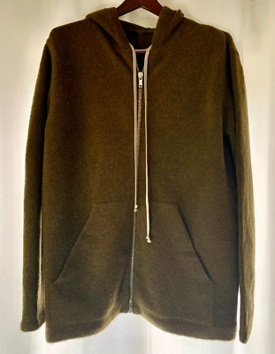 NWT $1800 RICK OWENS Sisyphus Zip Up "Dirty Green" Hooded Sweater Wool Gorgeous - Image 1 of 4