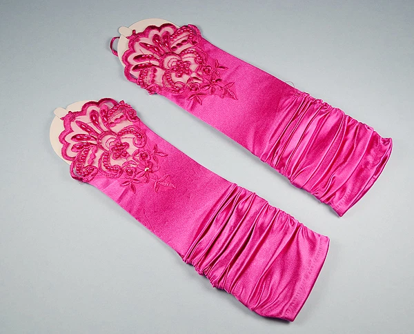 GUANTES DE BAILE DE SATÉN Y ENCAJE ELÁSTICOS SIN DEDOS PARA BODA GRADUACIÓN Foto 1 de 1