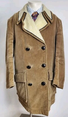 Abrigo Gloverall Vintage Para Hombre 38 Marrón Pana Algodón Forrado Sherpa Inglaterra  Foto 1 de 4