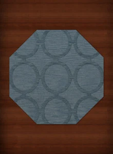 Blue Transitional Rings Loops Area Rug Circles DV14 - Picture 1 of 35