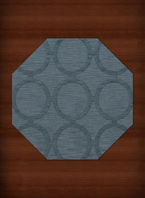 Blue Transitional Rings Loops Area Rug Circles DV14 - Image 1 of 2