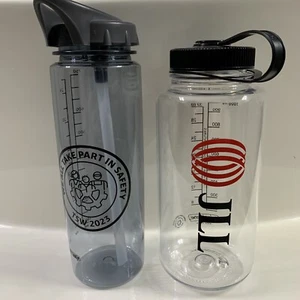 Two Plastic Water Bottles | New| One w Straw - Picture 1 of 2