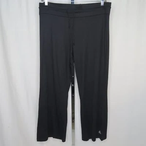 NWT Adidas Women's Athletic Yoga Pant Size XL Solid Black Elastic Waist Flare - Picture 1 of 8