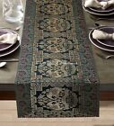 Indian Brocade Coffee Table Runner Dark Green 5 Ft Elephant Wedding Table Cover