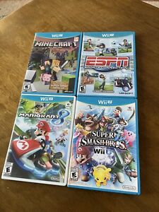 Wii U Games Lot Of 4 Minecraft Sports Connection Super Smash Mario Kart Bundle