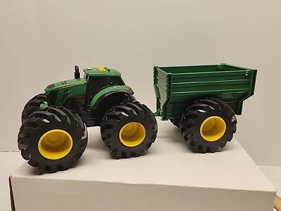 John Deere Kids Monster Treads Tractor Toy With Wagon Lights And Sounds Green - Image 1 of 4