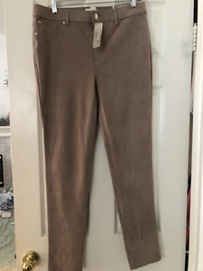 Chico's die ultimative Passform Kunstleder schmale Hose Taos taupe Größe 0,5 neu mit Etikett - Bild 1 von 9