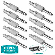 10Pcs 1/4'' 6.35mm Male Mono Plug Stereo TRS Audio Cable Jack Spring Connector