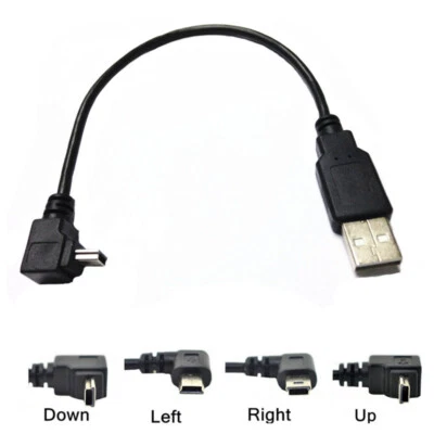 90° Angle USB 2.0 A Male to Mini B 5 Pin right/Left/up/down Male Cable Adapter - Image 1 of 4
