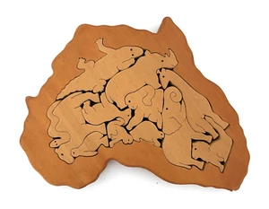 Wooden African Animals 3D Puzzle Jigsaw Africa Shape Jigsaw Handmade 12 Animals - Picture 1 of 8