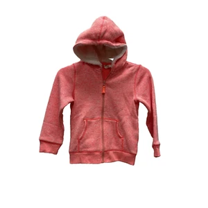 Crazy 8 Girls Size Small 5 6 Fleece Hoodie Full Zip Sherpa Hood Peach Orange - Picture 1 of 5