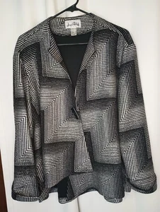 Joseph Ribkoff Giacca Chevron Metallizzata Donna Us 20 Nero Argento Toggle Formale - Foto 1 di 13