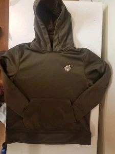Ol'Tom Tech Turkey Gear Hooded Fleece Sweatshirt Sz Small 8-10 Brown Pouch Pckt  - Picture 1 of 8