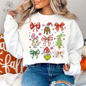 Grinch & Friends Christmas YOUTH Sweatshirt | Cute Holiday Bows Sweatshirt - Picture 1 of 1