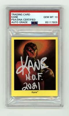 Kane 1998 WWF Cardinal #63 Rookie RC con patio 2021 Insc. PSA 10 automático firmado Foto 1 de 2