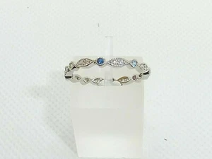 Ladies Solid 925 Sterling Silver Brilliant Cut Multi Gem Full Eternity Ring - Picture 1 of 9