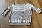 Frenchi Womens size M Beige Lace 3/4 sleeve Short Sweater