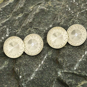 Gemelos antiguos Art Deco de diamantes de oro blanco de 18k - Imagen 1 de 4
