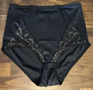 Vtg DELTA BURKE 9 2xl Panties Shiny Black Smoothing SHAPER Second Skin Lace
