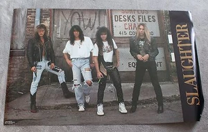 Póster de metal glam de Slaughter 1990 Mark Tim Kelly Blas Elia Bland Vegas en muy buen estado - Imagen 1 de 1