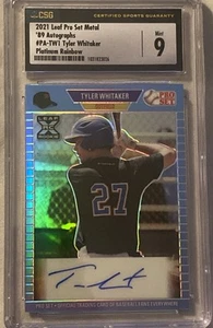 2021 Leaf Pro Set Metal Tyler Whitaker 1/1 #PA-TW1 Platinum Rainbow Mint 9 pop1 - Picture 1 of 2