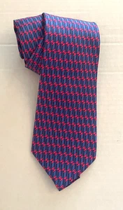 Hermes Paris 100% Seide Krawatte mit H Muster auf blauem Hintergrund # 5393 - Bild 1 von 5
