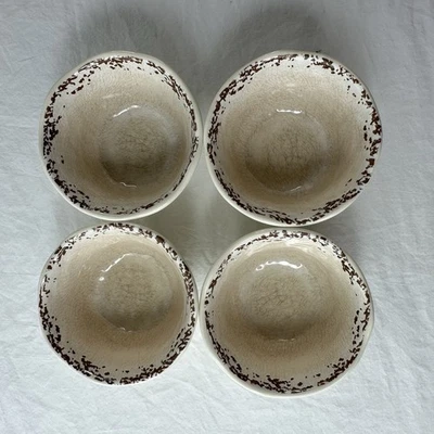 4 Pier 1 Imports CARMELO - Crema 4oz Salsa Dip Snack 3.5" Tazón Melamina Crackle Foto 1 de 4