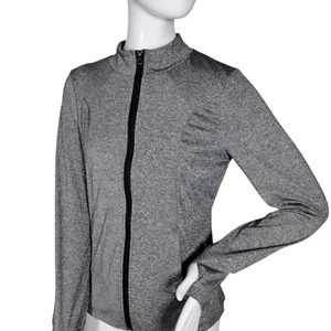 Daisy Fuentes sportliches Sweatshirt Größe Medium grau meliert Daumenlöcher durchgehender Reißverschluss - Bild 1 von 8