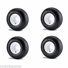 Set of 4 Golf Cart 18x8.50-8 6 Ply Traction Tires mounted on 8" White Wheels