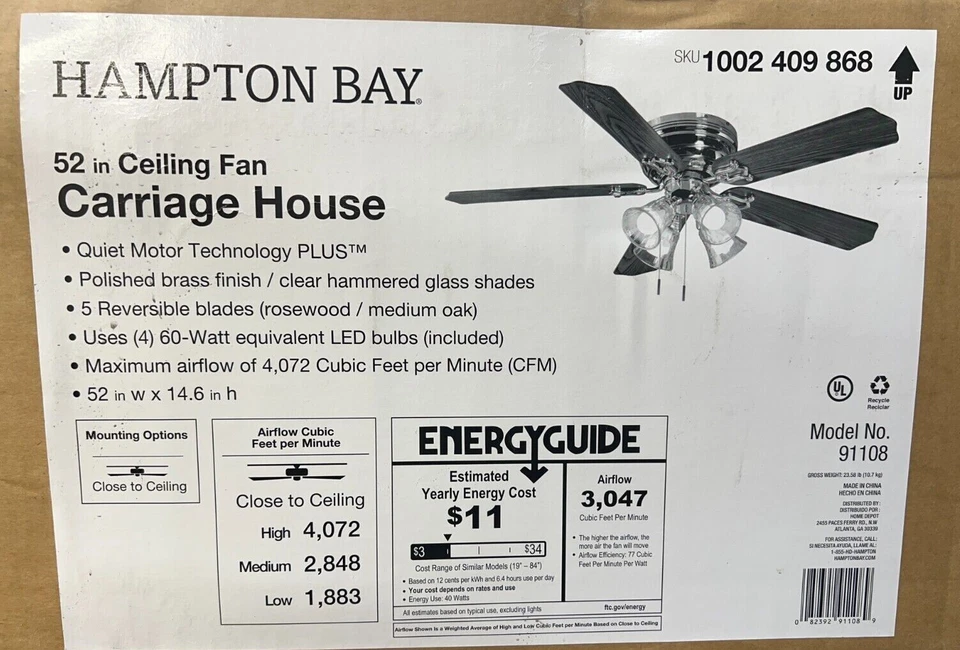 Hampton Bay Carriage House 52 in. Replacement parts 1002409868 - Image 1 of 1