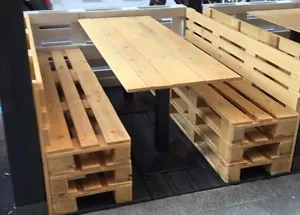 Panche in legno 120x50 h 45 con Pallet Bancali EUR EPAL NUOVO e schienale - Foto 1 di 4