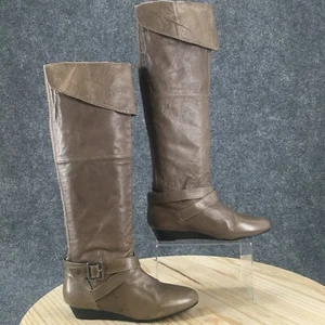 Chinese Laundry Boots Womens 6M Tall Riding Taupe Faux Leather Knee High Pull On - Picture 1 of 11
