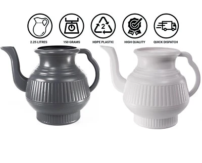 RFL 2 x Jarra de inodoro moderna Bodna Lota 2,25 litros HDPE gris y blanco