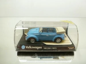 NEW-RAY 48489 VW 1200 BEETLE CABRIO 1951 - BLUE 1:43 - GOOD IN SHOWCASE - Imagen 1 de 5