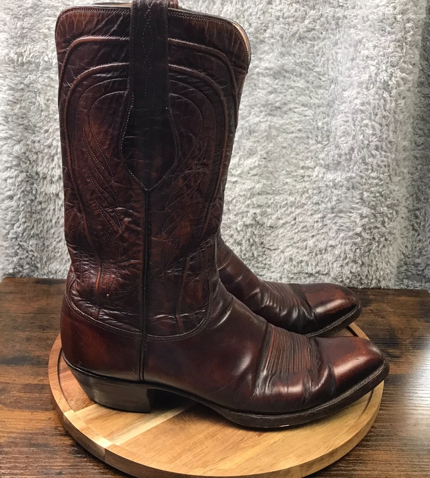 Luchesse Classics Seville Goatskin Boots Mens 11A Narrow Cherry Wood Cowboy - Image 1 of 4
