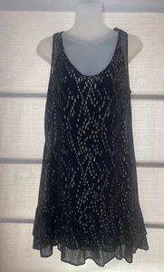 Twelfth Street by Cynthia Vincent Black/Gold Silk Shift Tank Dress~M~Mint Cond - Picture 1 of 7