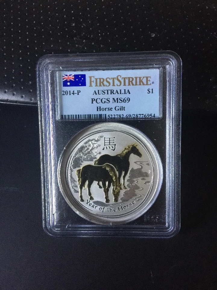 2014 Australia $1 Year Of Horse Gilt PCGS MS69 . - Image 1 of 1