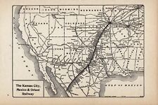1910 Antique Kansas City Mexico & Orient Railway Map Railroad Map  1570