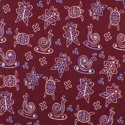 Corbata de seda hecha a mano BATTISTONI para hombre azul borgoña tortugas mariposas Italia nueva con etiquetas Foto 1 de 3