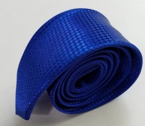 Royal Blue Tie small square pattern approx 2 in wide prom wedding groom skinny - Picture 1 of 8