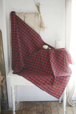 Tafetas de tela franceses vintage CHECK c1950 Foto 1 de 4