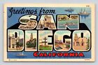 California San Diego großer Brief Leinen Postkarte