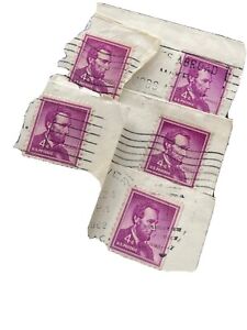 5-Abraham Lincoln 4 cent stamp purple ink thin Error very rare 1960’s
