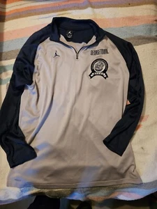 Georgetown Hoyas Sweatshirt Nike Air Jordan XL Gray Blue Spell Out 1/4 Zip - Picture 1 of 7