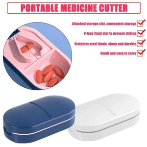 Pill Cutter Splitter Cut Half Storage Compartment Medicine Storage New Box Q5H3 - Picture 1 of 18