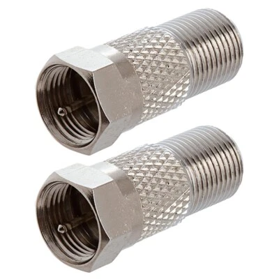 2 Pcs F Type Male to Female Adapter Connector Coax Coaxial Cable TV Antenna - Image 1 of 2