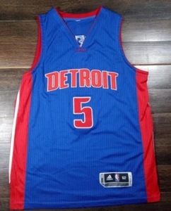 Mens Sz 52 XL NBA Detroit Pistons #5 Reebok Blue Red White Jersey  Caldwell-Pope - Picture 1 of 3